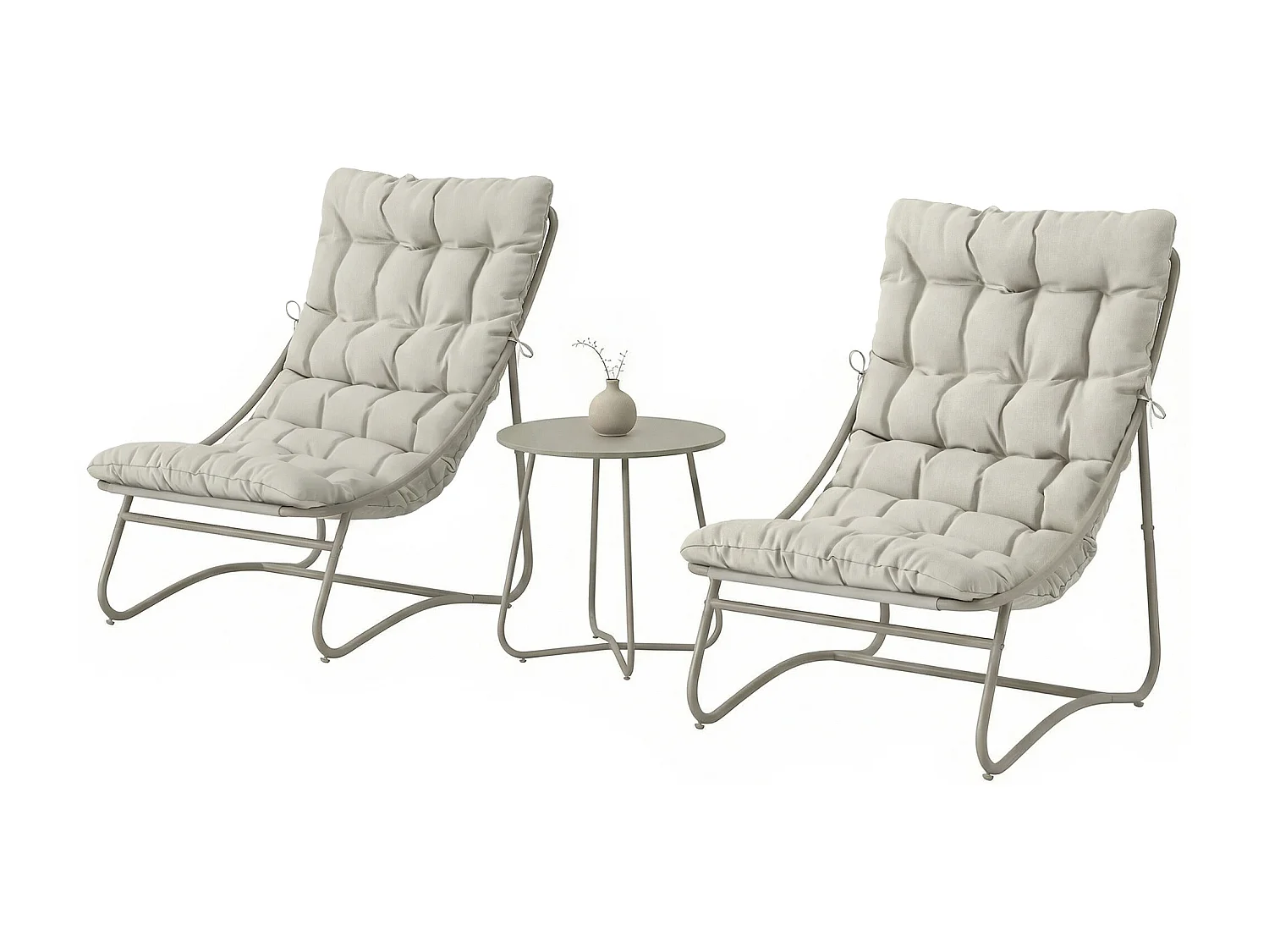 Salon de jardin bistro 3 pièces 2 personnes métal gris