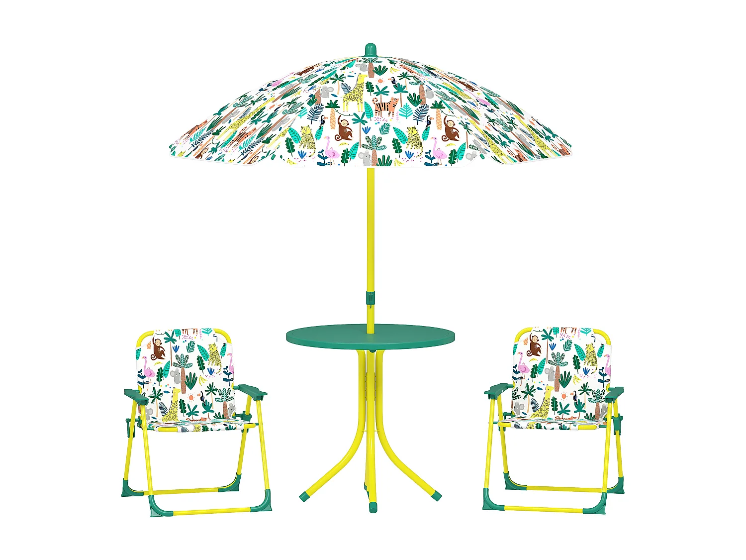 Ensemble salon de jardin enfant 4 pièces design jungle life