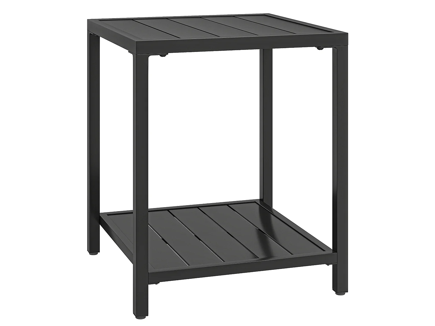 Table basse de jardin table d'appoint avec étagère métal noir