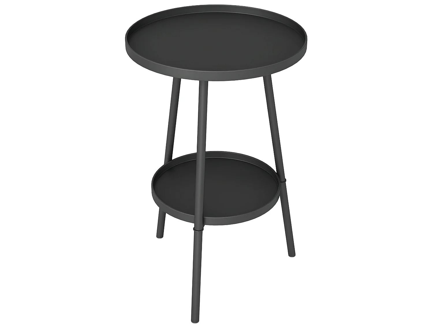 Table d'appoint de jardin ronde 2 niveaux - table basse de jardin - dia. 32 x 51 cm - métal noir