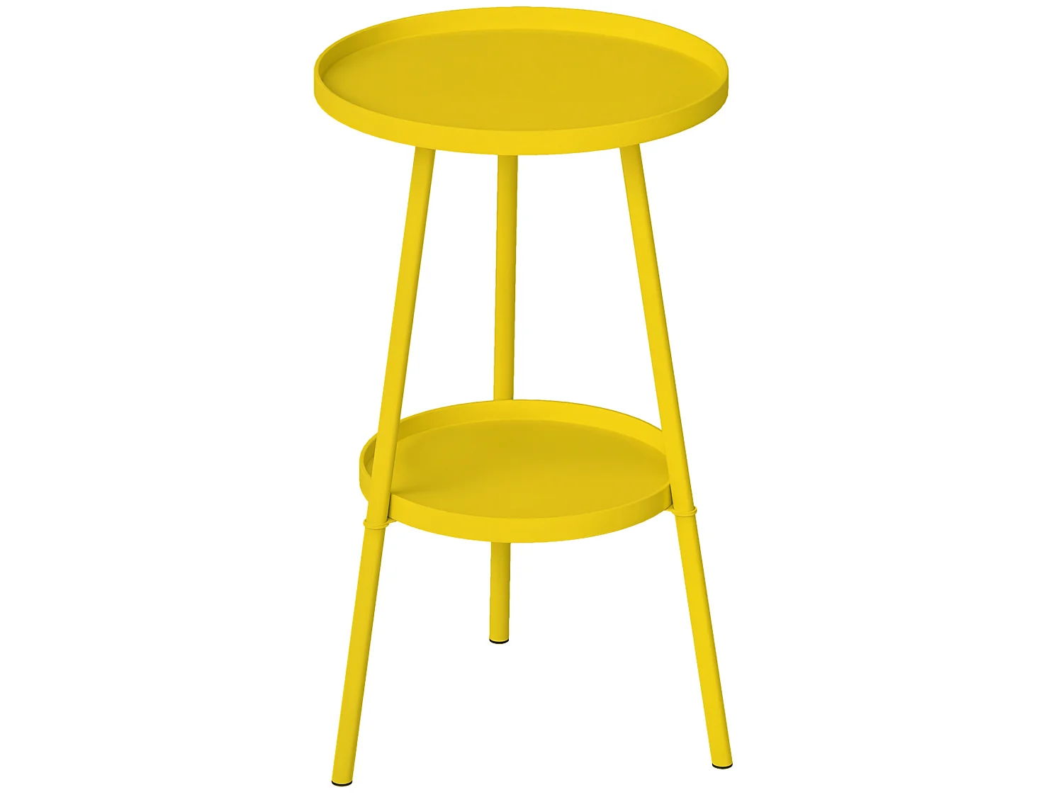 Table d'appoint de jardin ronde 2 niveaux - table basse de jardin - dia. 32 x 51 cm - métal jaune