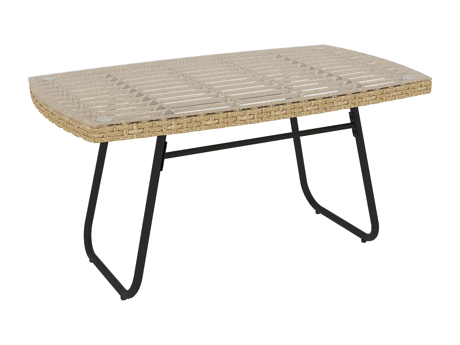 Table basse de jardin résine tressée effet naturel