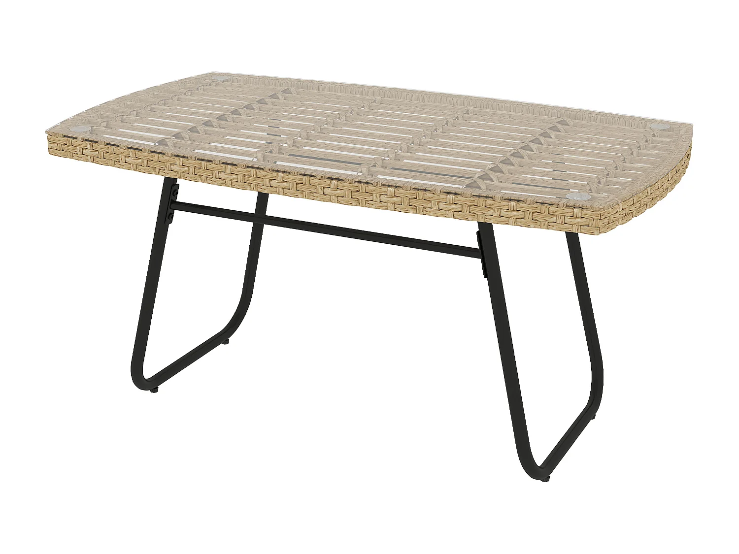 Table basse de jardin résine tressée effet naturel