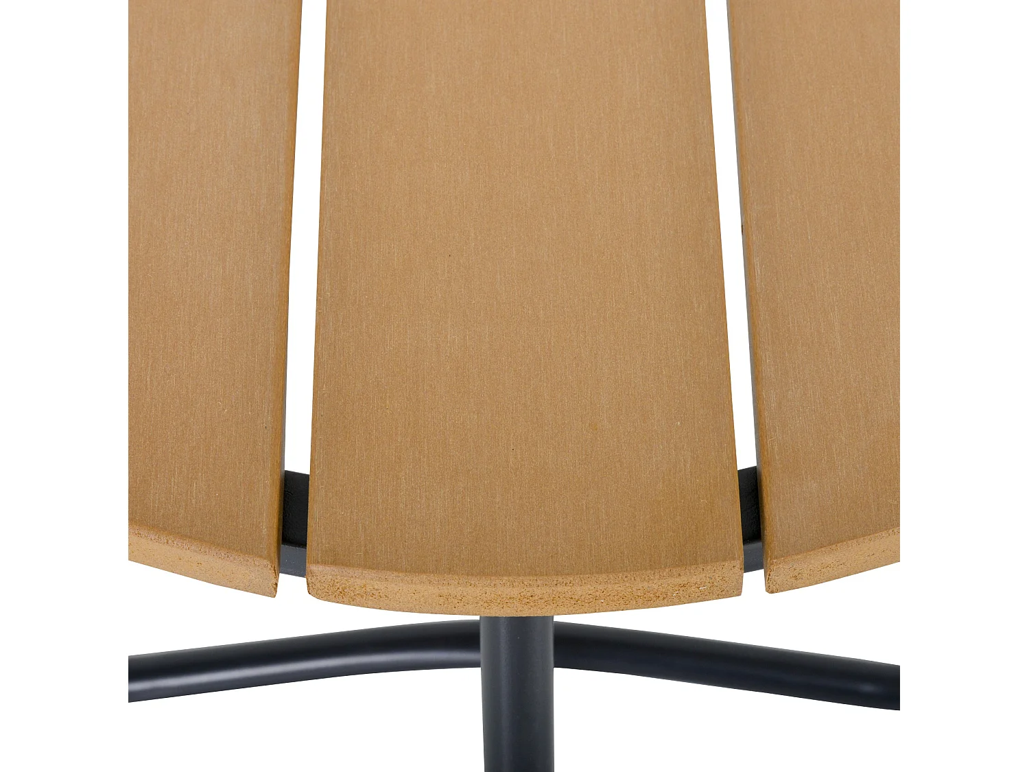 Table basse d'appoint - bout de canapé - dia. 49 x 48 cm - acier noir plateau effet bois