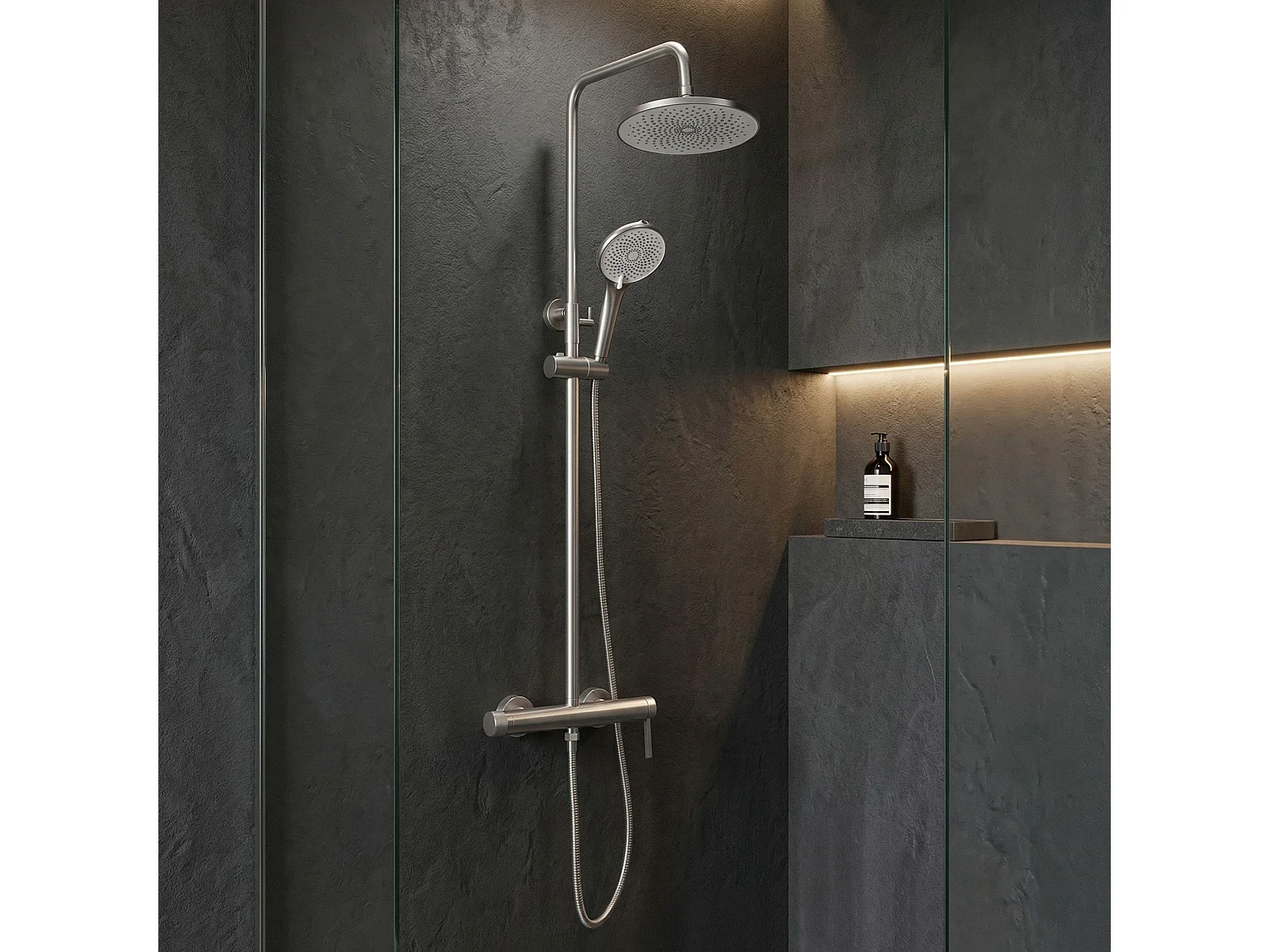 Rea Rivo JS-7028GG brusesæt , børstet stål, 33X29,5X126,5CM