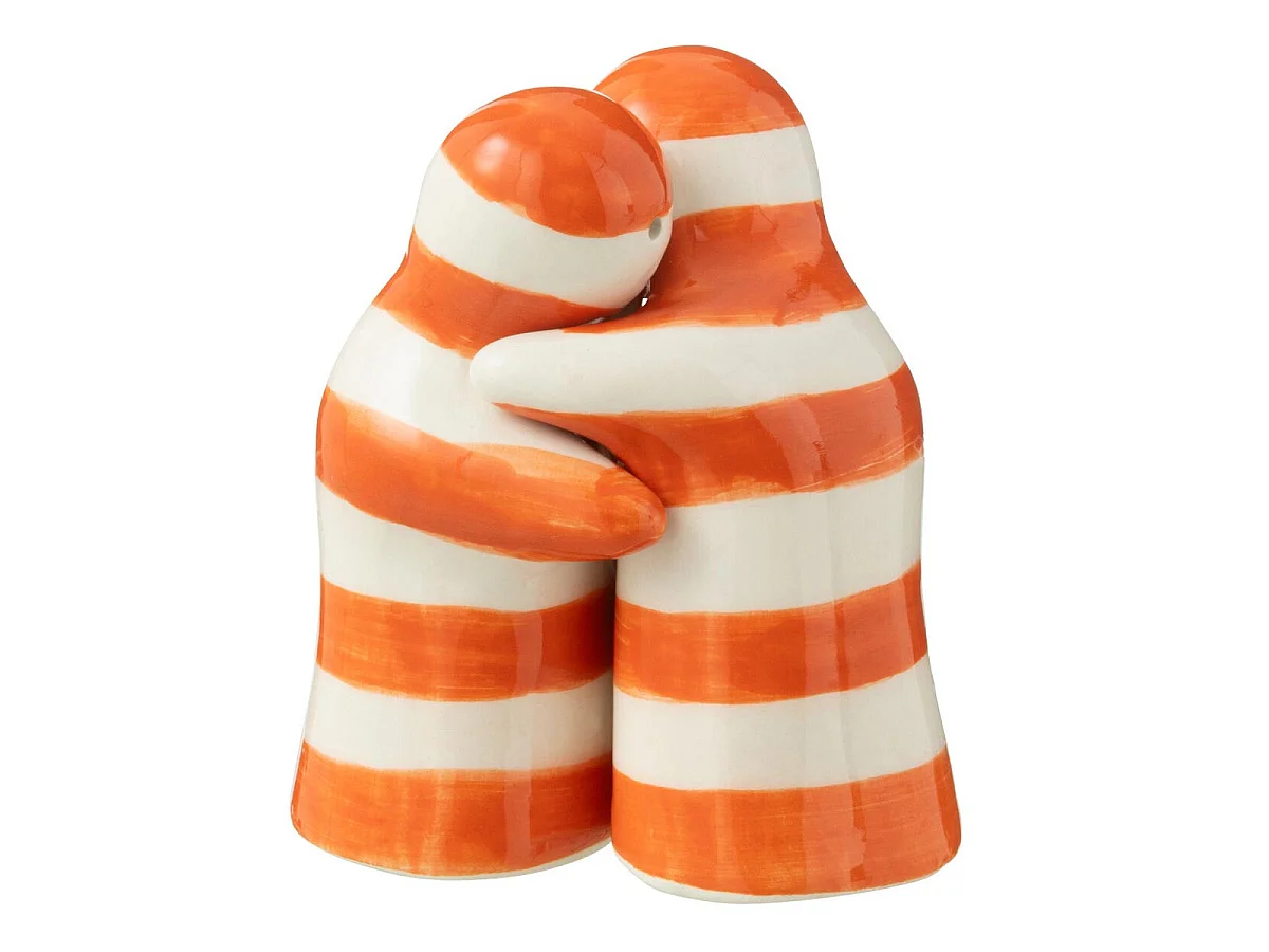 Salière & Poivrière en Céramique "Granada Rayure" 8cm Orange