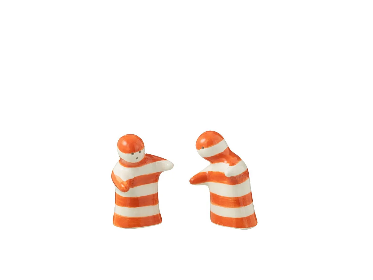 Salière & Poivrière en Céramique "Granada Rayure" 8cm Orange