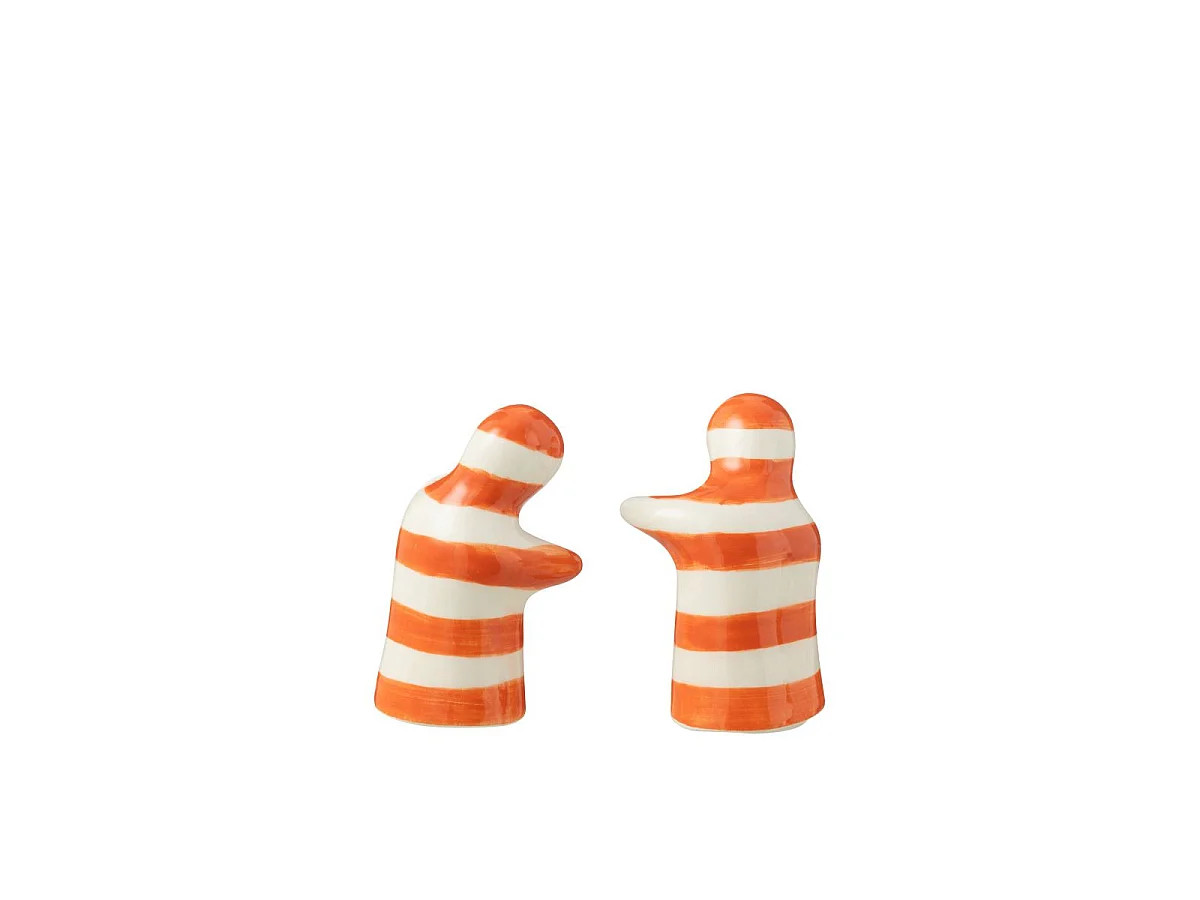Salière & Poivrière en Céramique "Granada Rayure" 8cm Orange