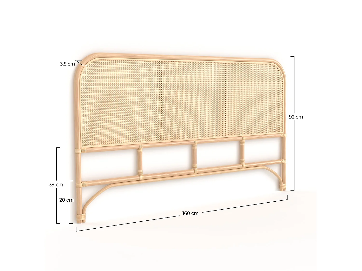 Tête de lit en rotin et cannage 160 cm - Naïra