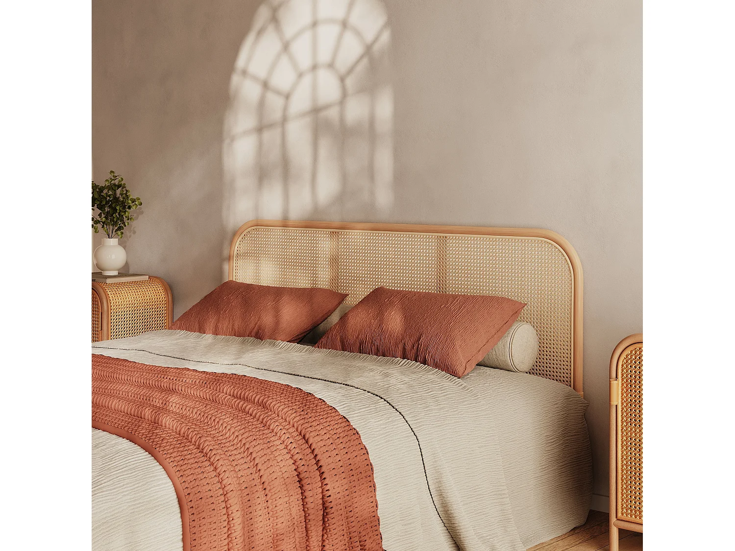 Kopfteil aus Rattan und Geflecht 160 cm - Naïra