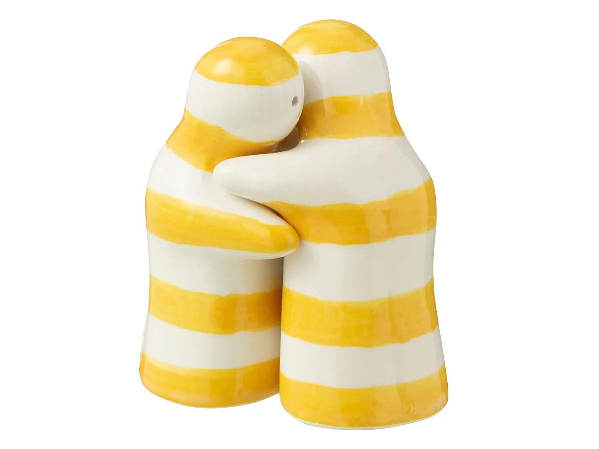 Salière & Poivrière en Céramique "Granada Rayure" 8cm Jaune