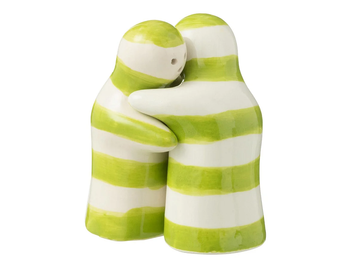 Salière & Poivrière en Céramique "Granada Rayure" 8cm Vert