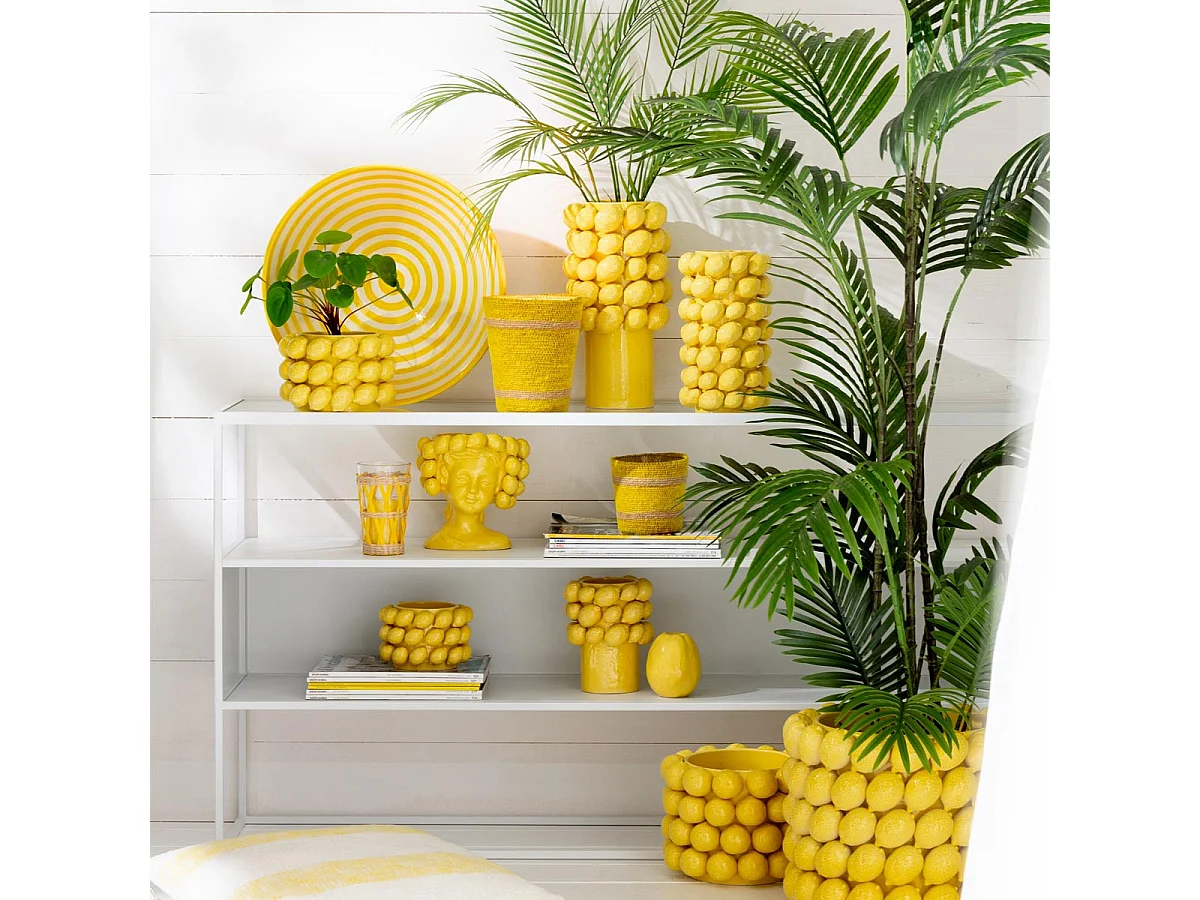 Saladier en Céramique "Granada Rayure" 40cm Jaune