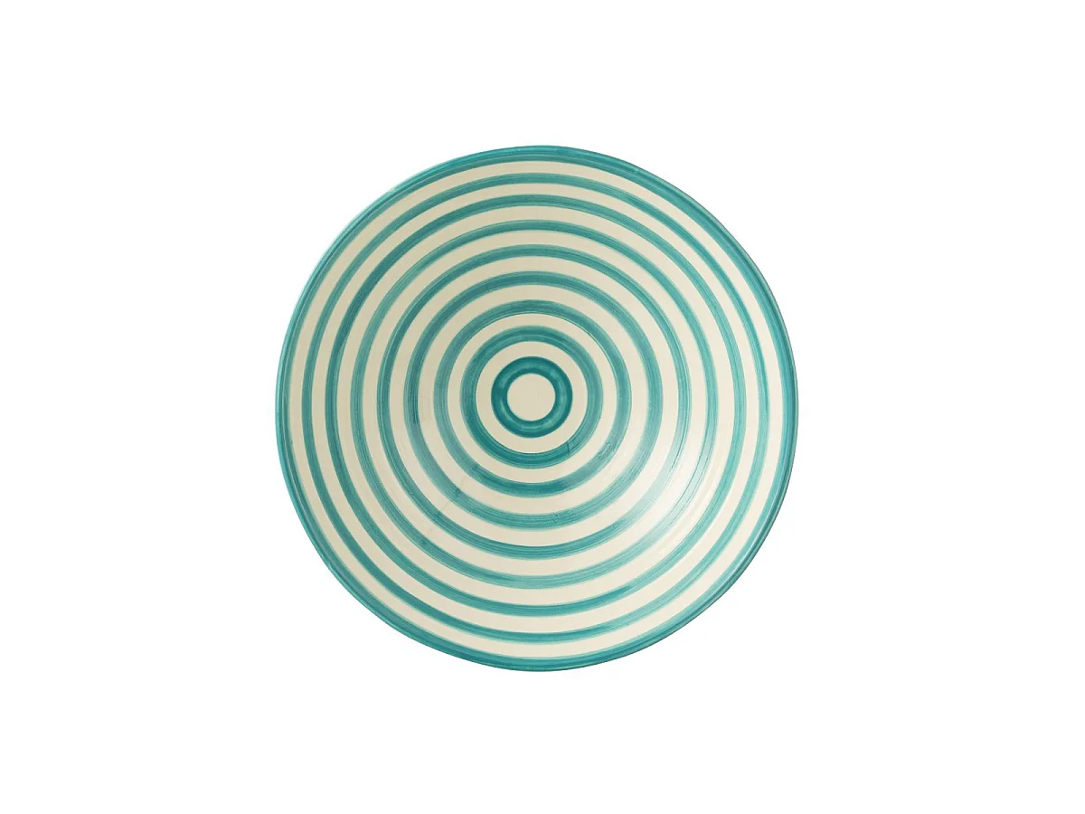 Saladier en Céramique "Granada Rayure" 40cm Bleu Aqua