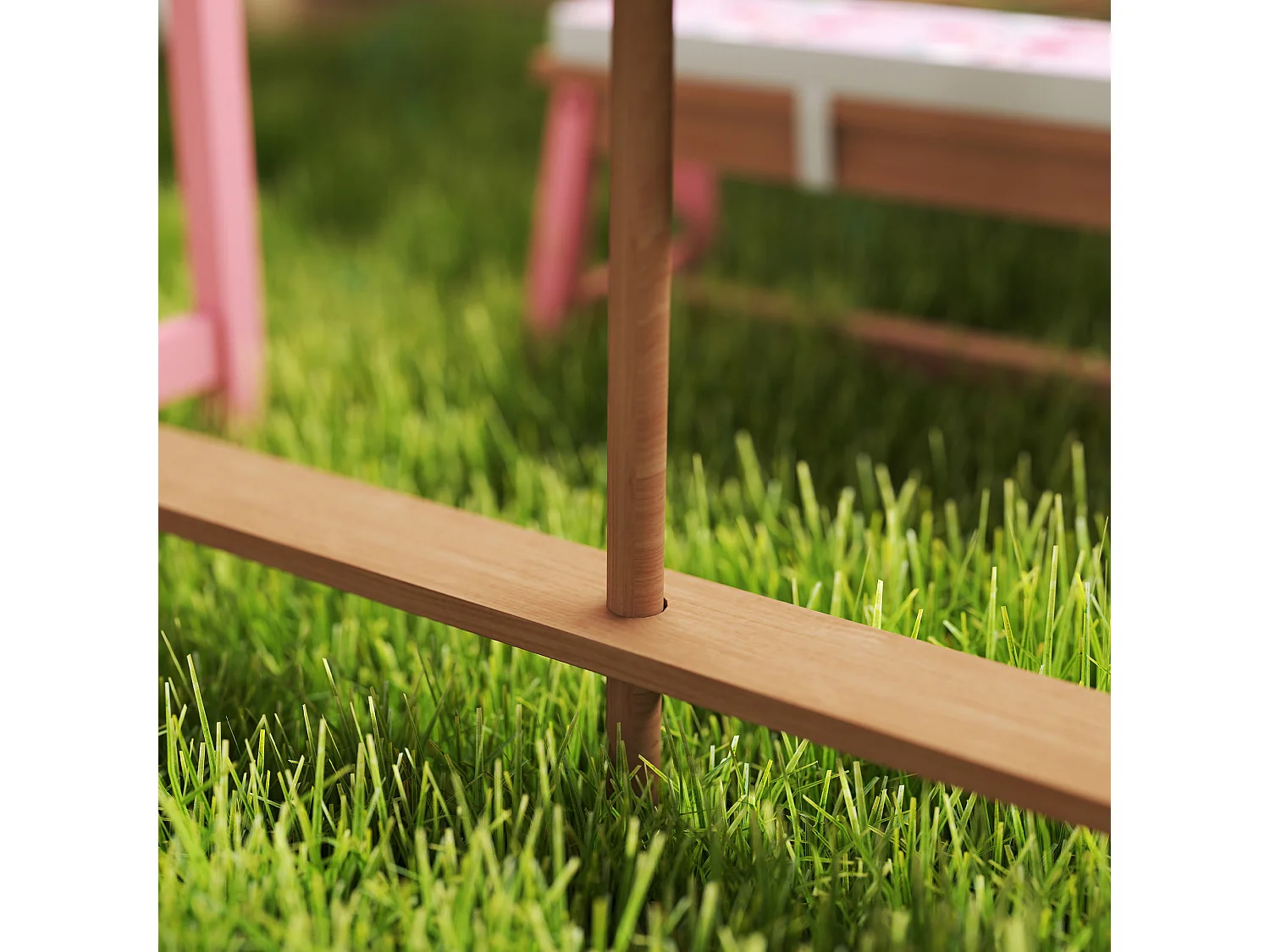 Table pique-nique activités enfant bancs, coussins, parasol, boîtes inclus