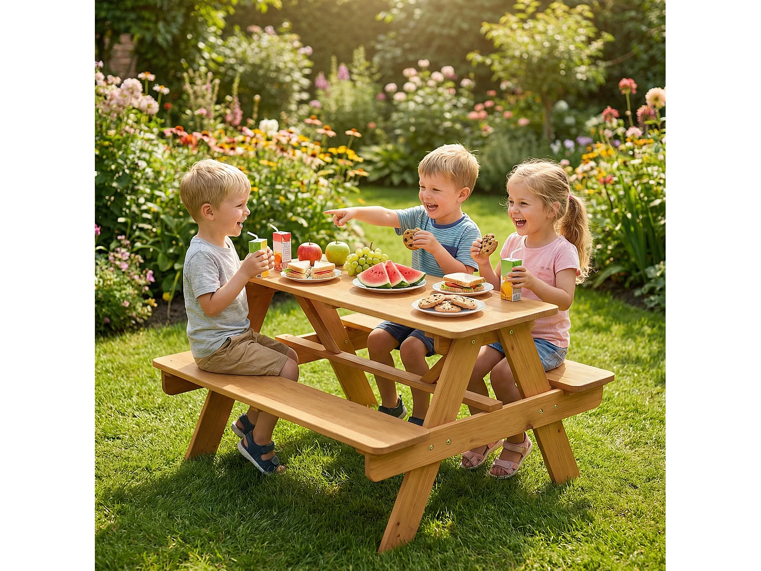 Table de pique-nique enfant 4 personnes bois pré-huilé