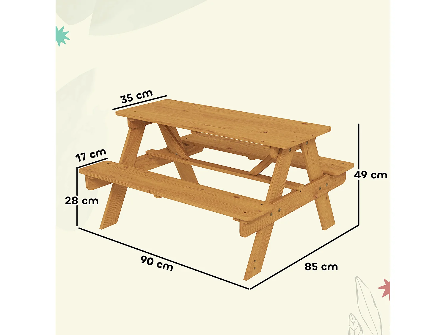 Table de pique-nique enfant 4 personnes bois pré-huilé