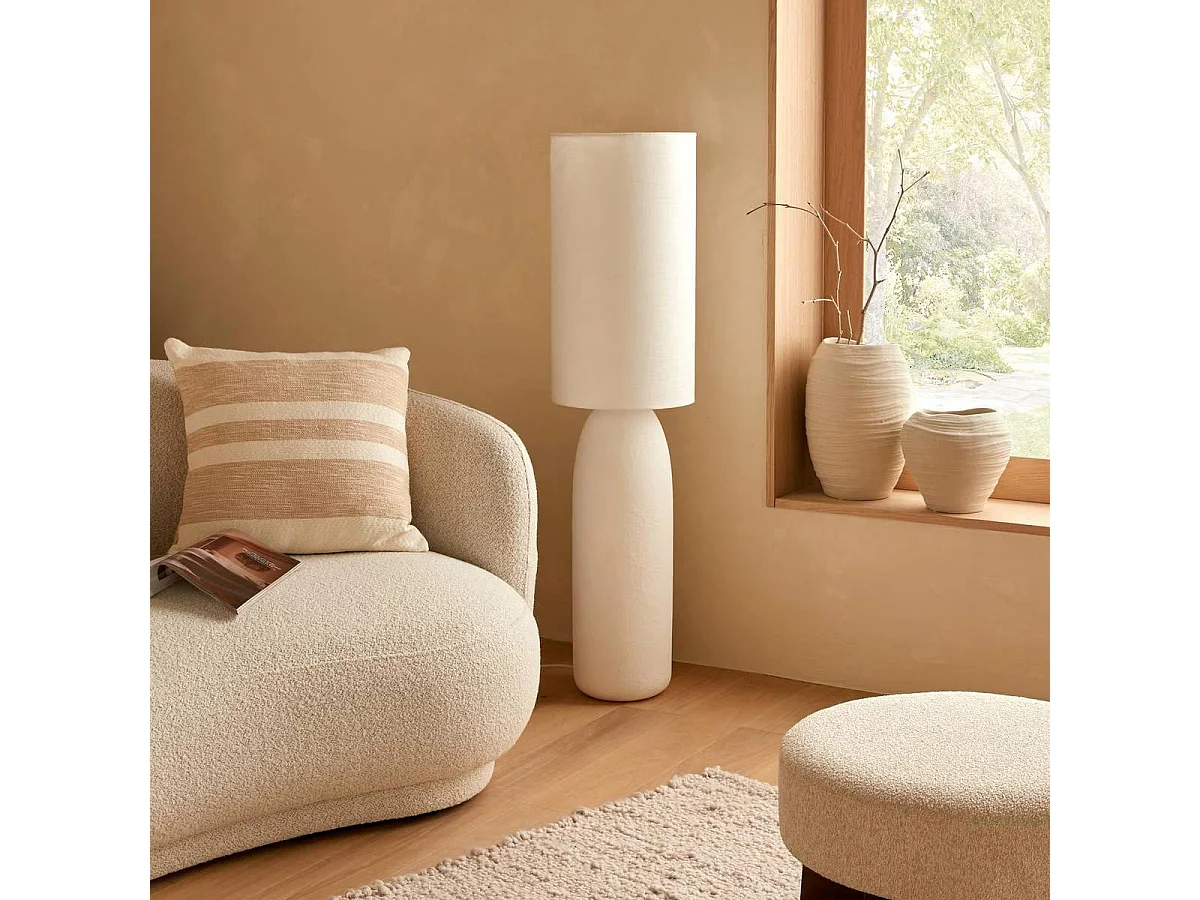 Lampadaire en Céramique "Keyah" 111cm Blanc