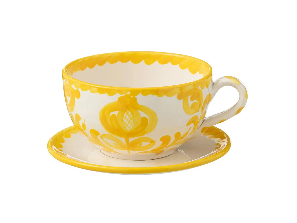 Tasse Avec Sous-Tasse en Céramique "Granada" 50cl Jaune