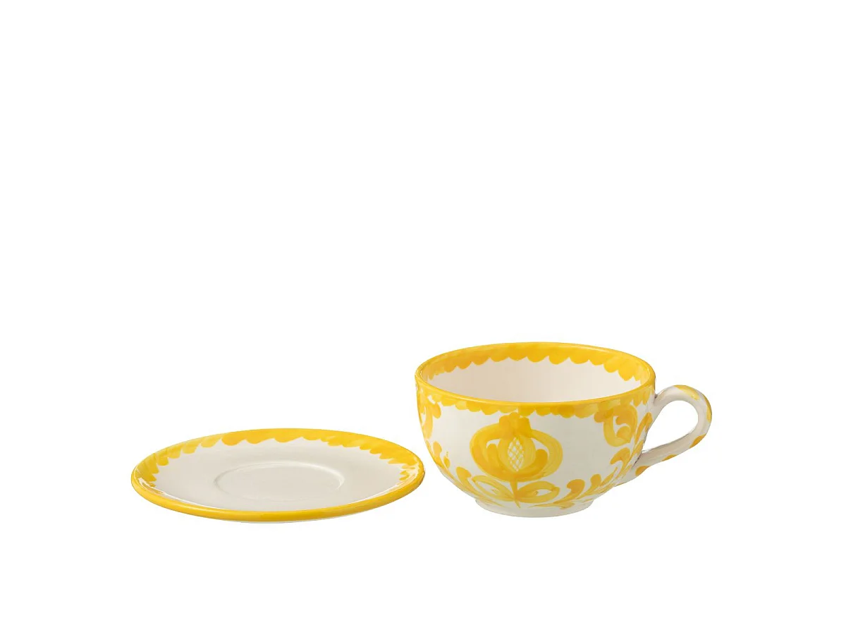 Tasse Avec Sous-Tasse en Céramique "Granada" 50cl Jaune