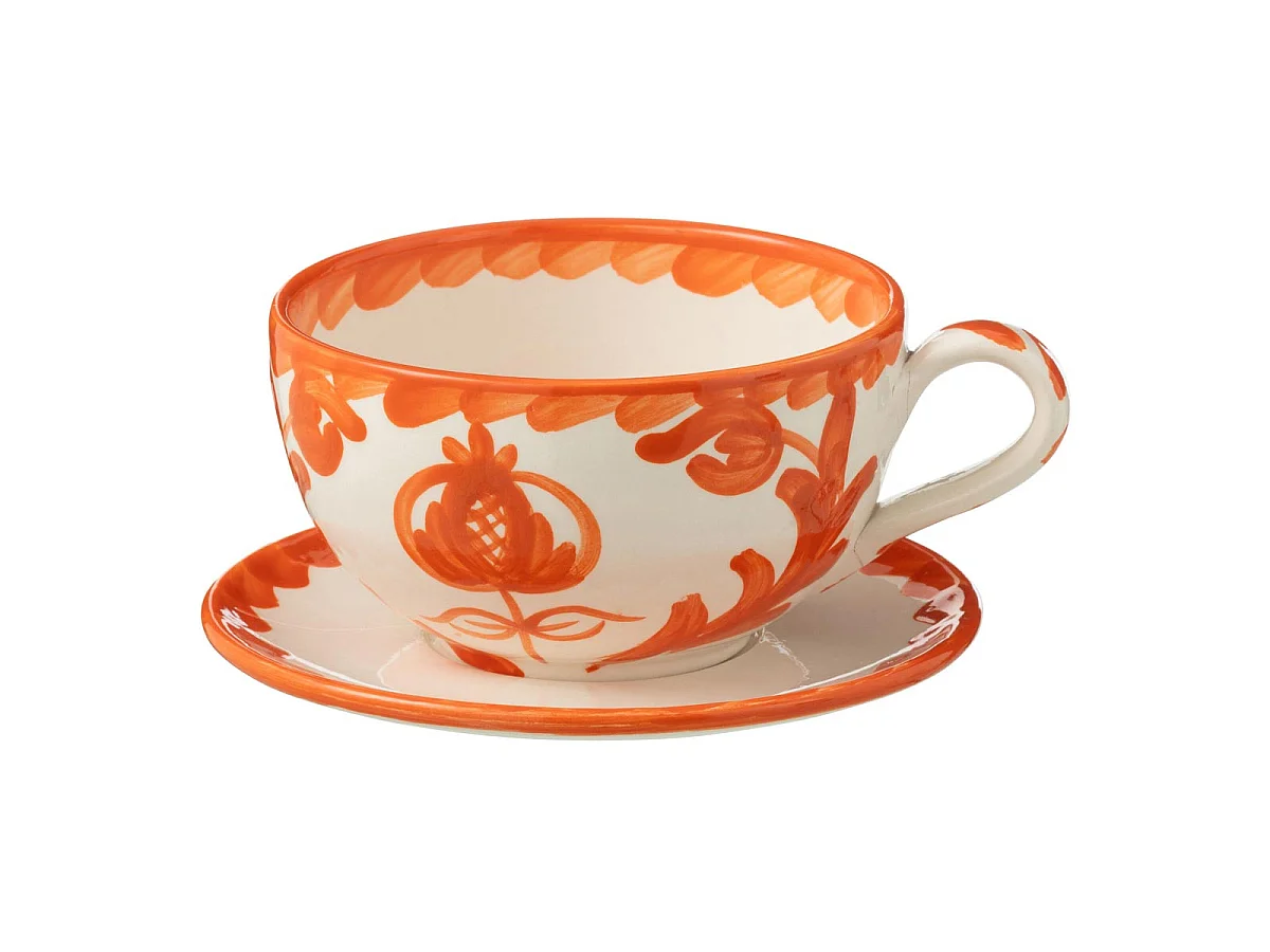 Tasse Avec Sous-Tasse en Céramique "Granada" 50cl Orange