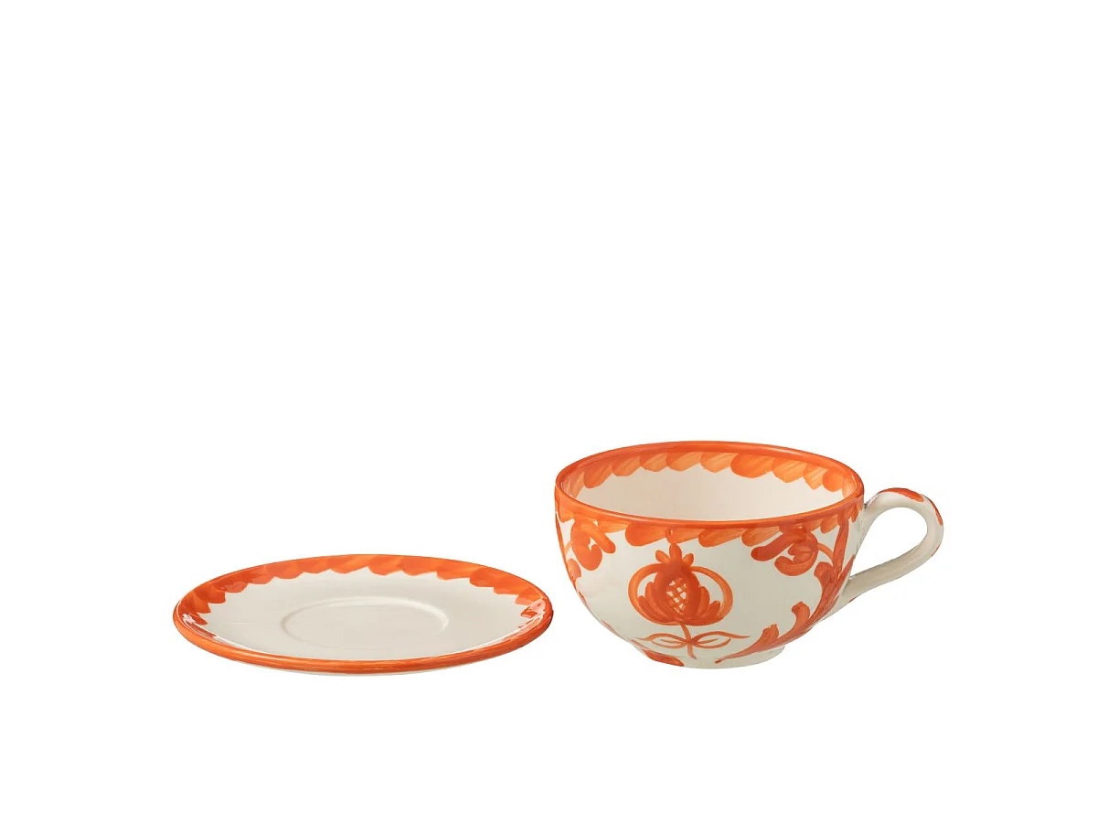 Tasse Avec Sous-Tasse en Céramique "Granada" 50cl Orange