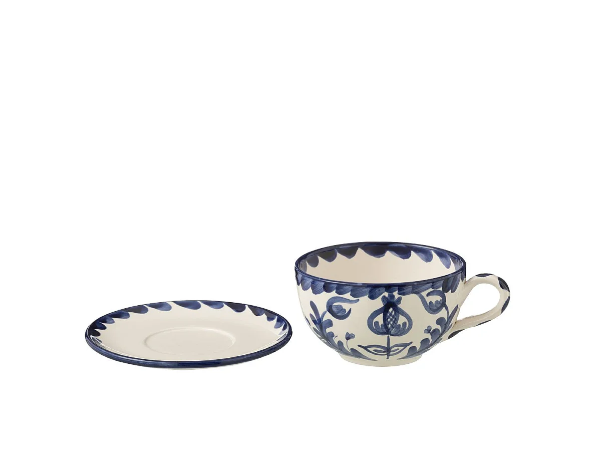 Tasse Avec Sous-Tasse en Céramique "Granada" 50cl Bleu Cobalt