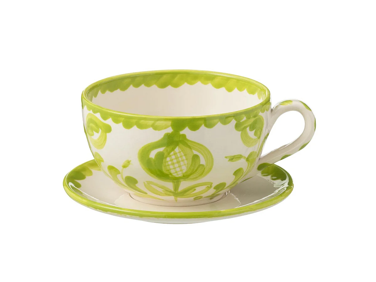Tasse Avec Sous-Tasse en Céramique "Granada" 50cl Vert