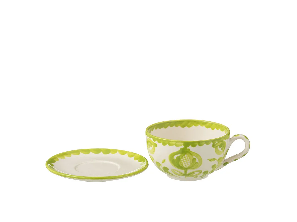 Tasse Avec Sous-Tasse en Céramique "Granada" 50cl Vert