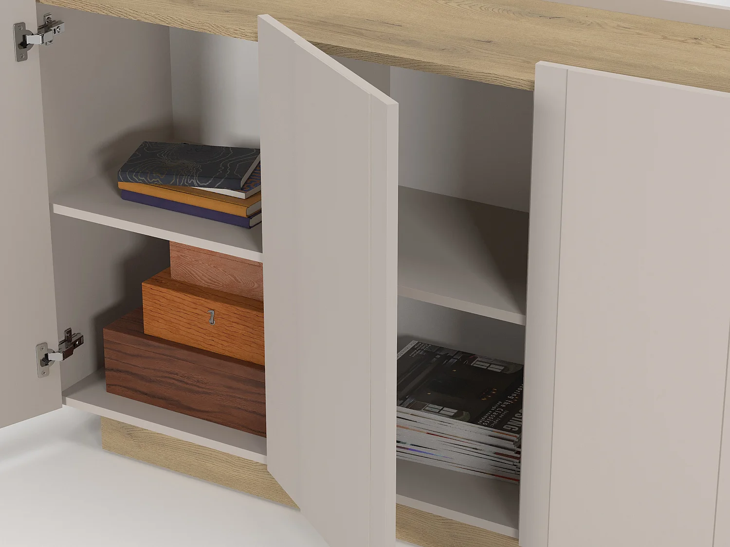 Buffet avec 4 portes - Beige et Naturel clair - ANARZA