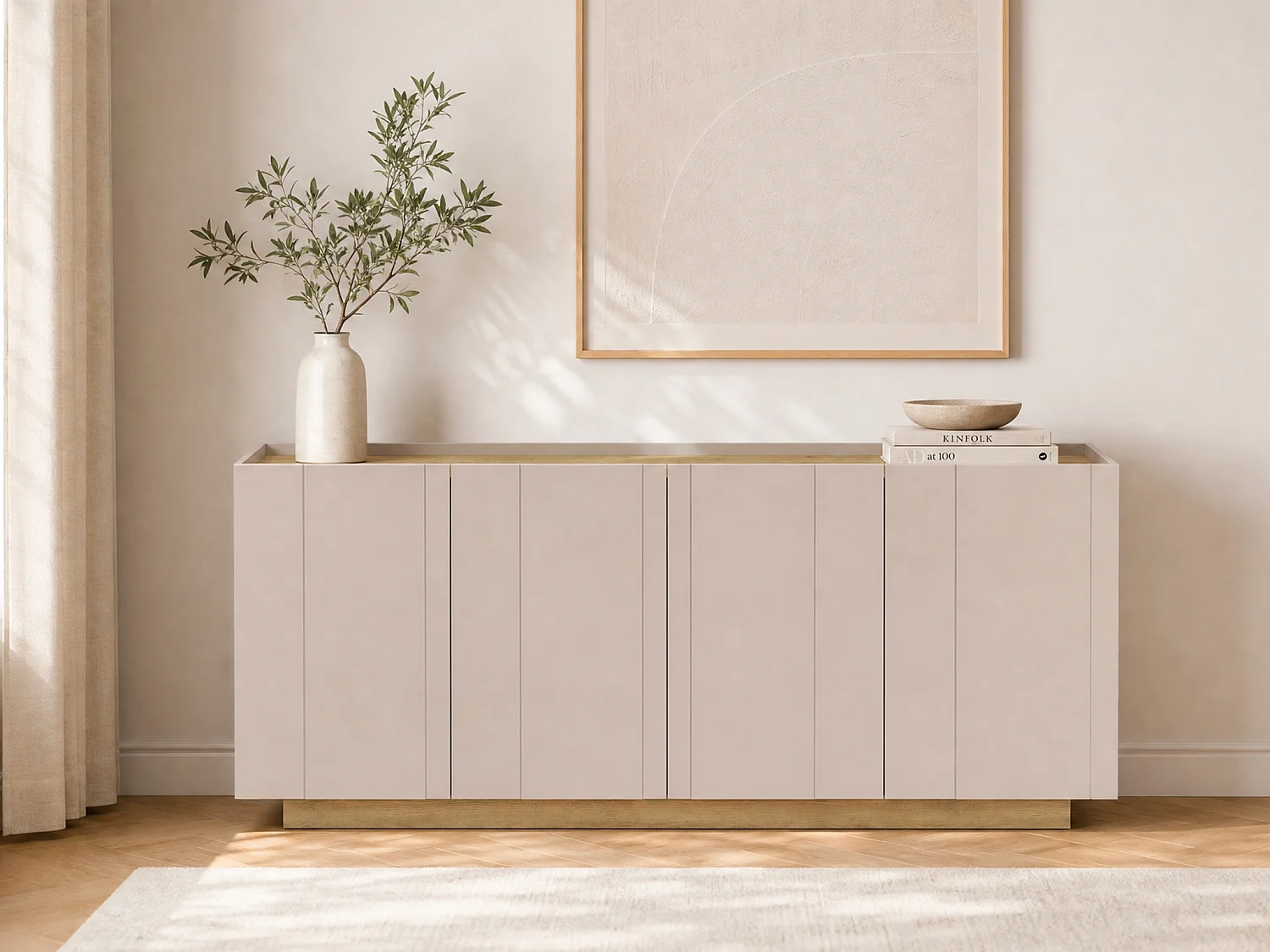 Buffet avec 4 portes - Beige et Naturel clair - ANARZA