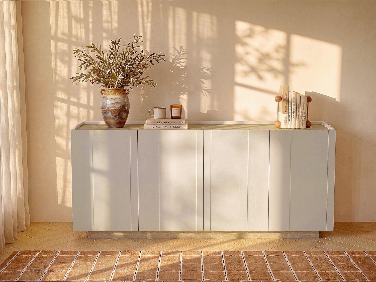 Sideboard mit 4 Türen - Beige und Naturfarben hell ANARZA
