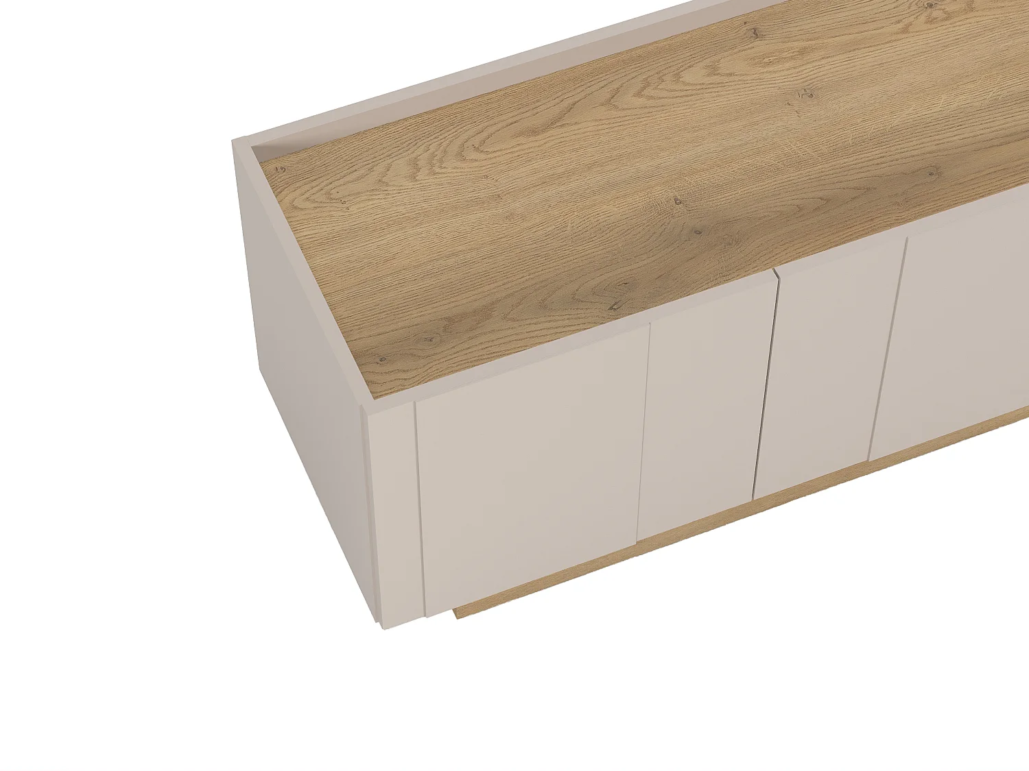 Meuble TV avec 4 portes - Beige et Naturel clair - ANARZA