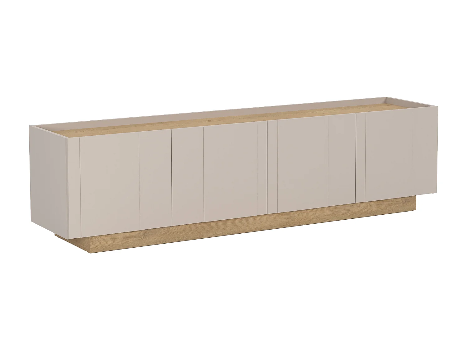 Meuble TV avec 4 portes - Beige et Naturel clair - ANARZA