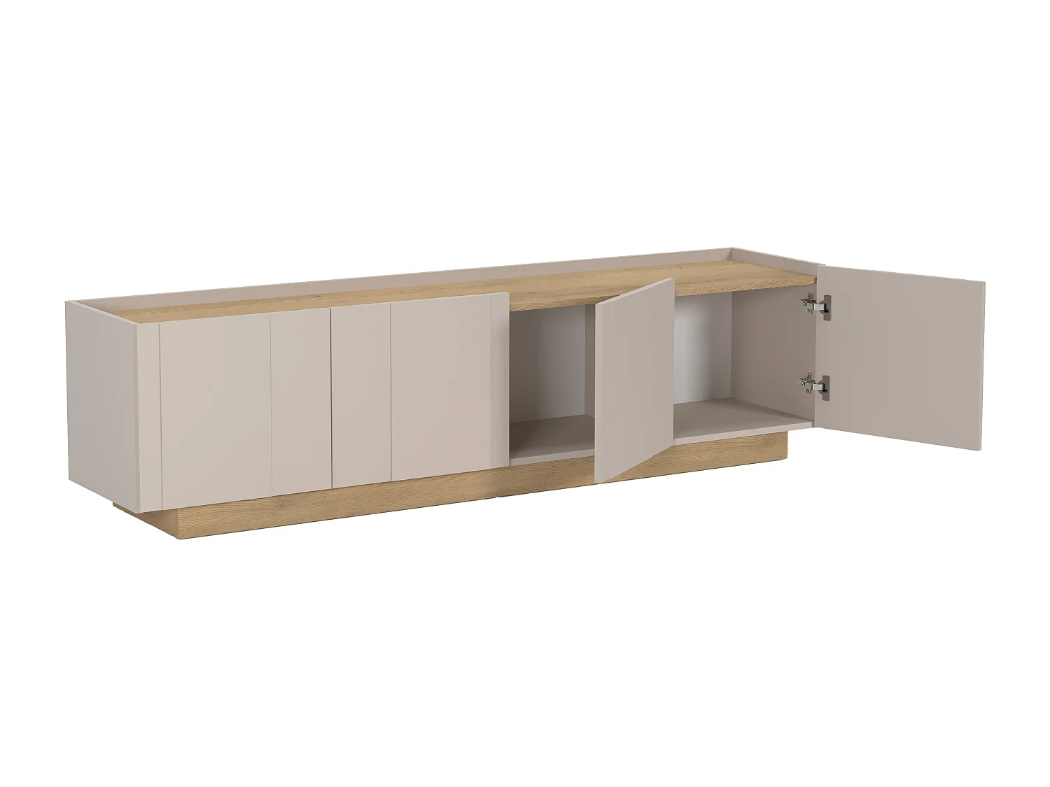 Meuble TV avec 4 portes - Beige et Naturel clair - ANARZA