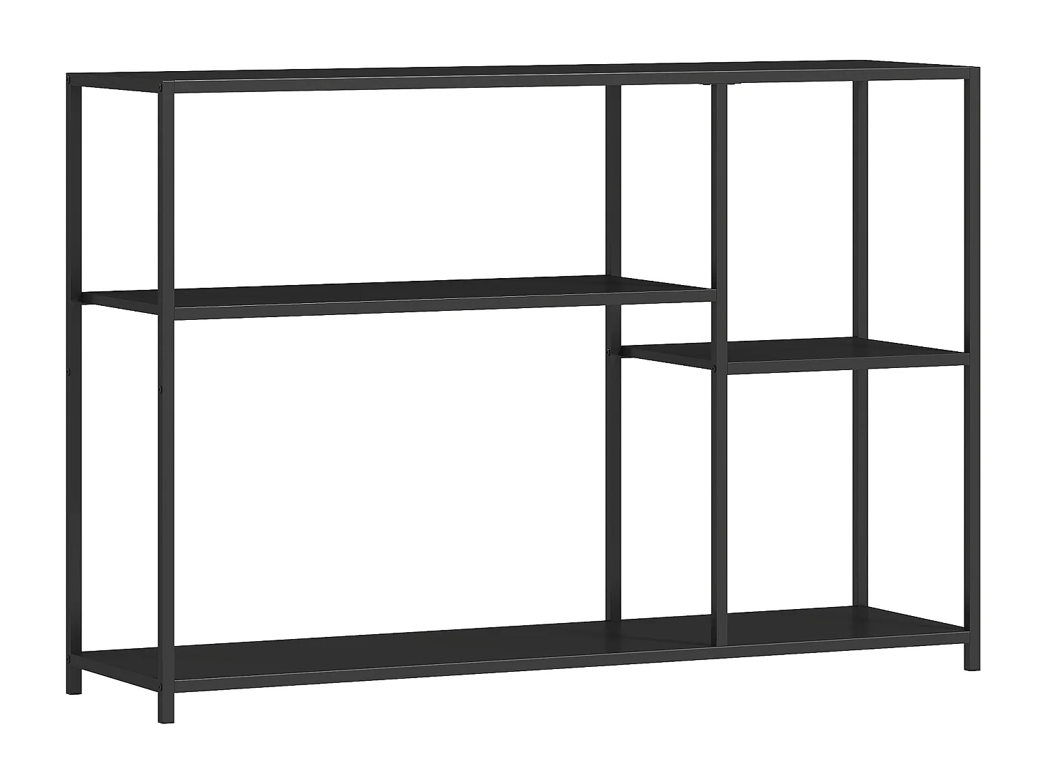 Console meuble d'entrée style industriel 4 étagères dim. 110 x 30 x 75 cm acier panneaux noir