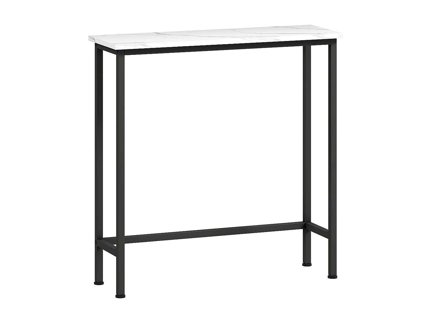 Console meuble  75 cm plateaux en effet marbre cadre en métal blanc