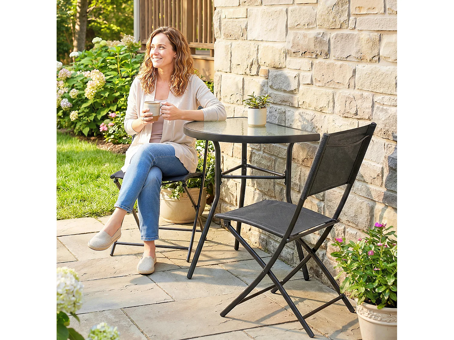 Ensemble bistrot de balcon demi-table 2 chaises