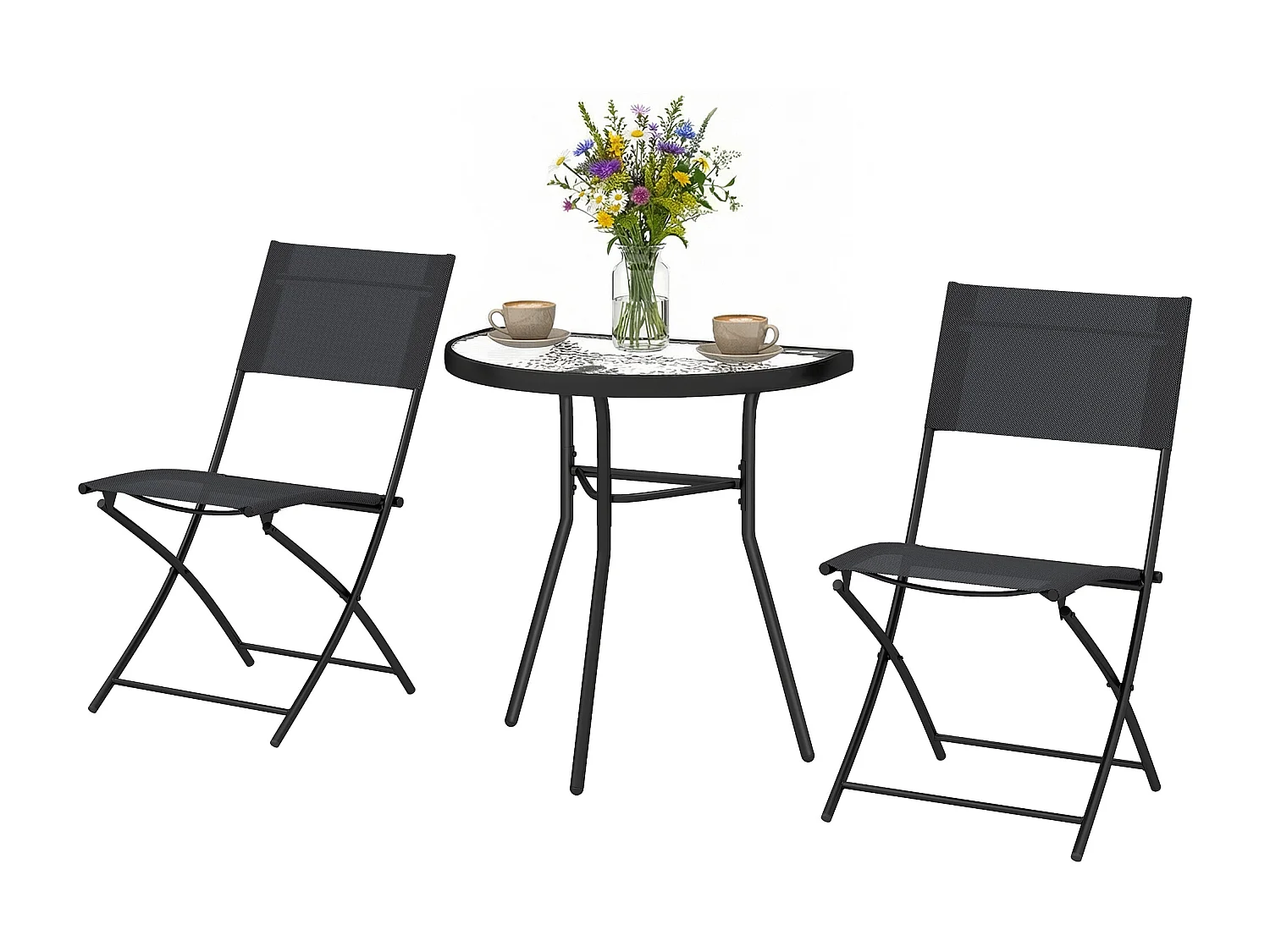 Ensemble bistrot de balcon demi-table 2 chaises