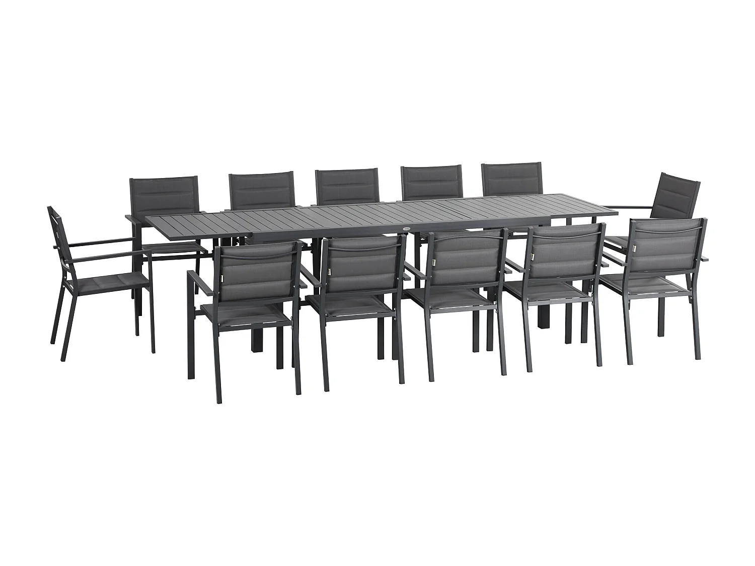 Salon de jardin extensible 12 personnes – Table et chaises empilables