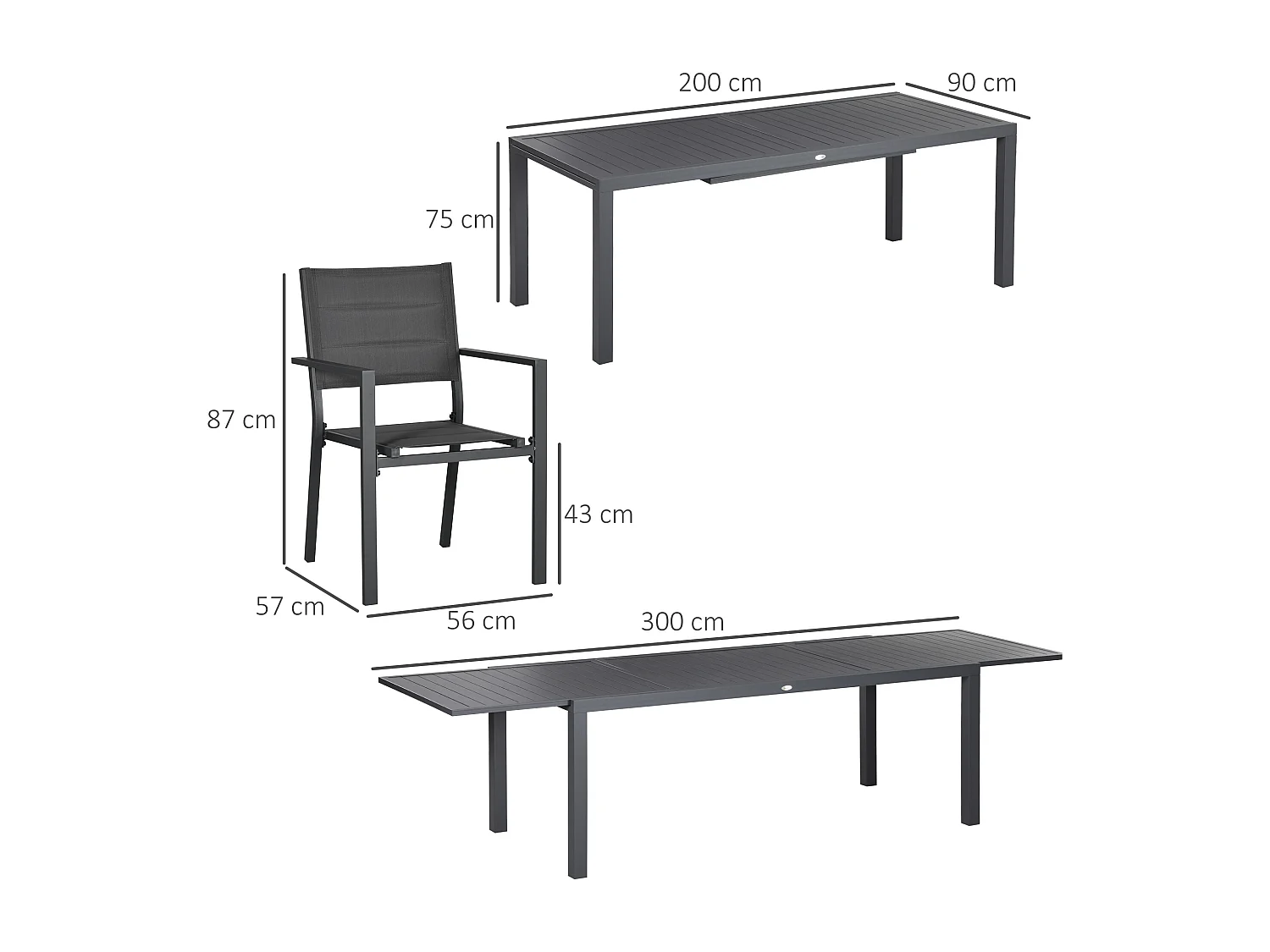 Salon de jardin extensible 12 personnes – Table et chaises empilables