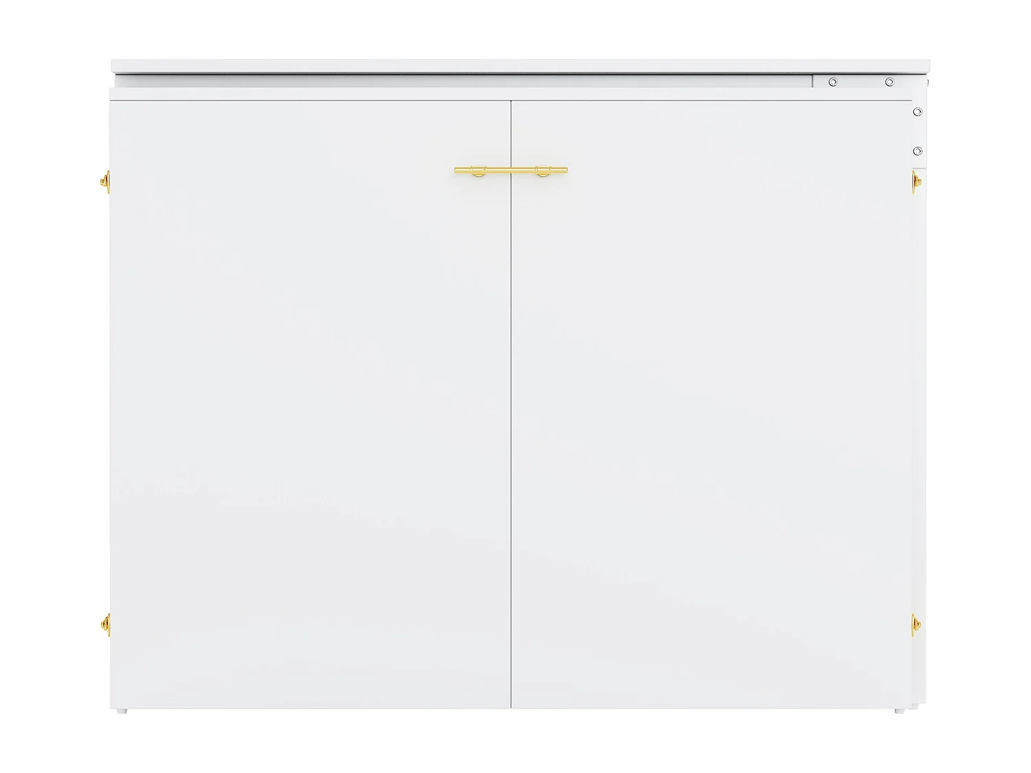 Klappbett mit drehbarem Schreibtisch und Matratze – 90 x 200 cm – auf Rollen – Holz + Metall – weiß