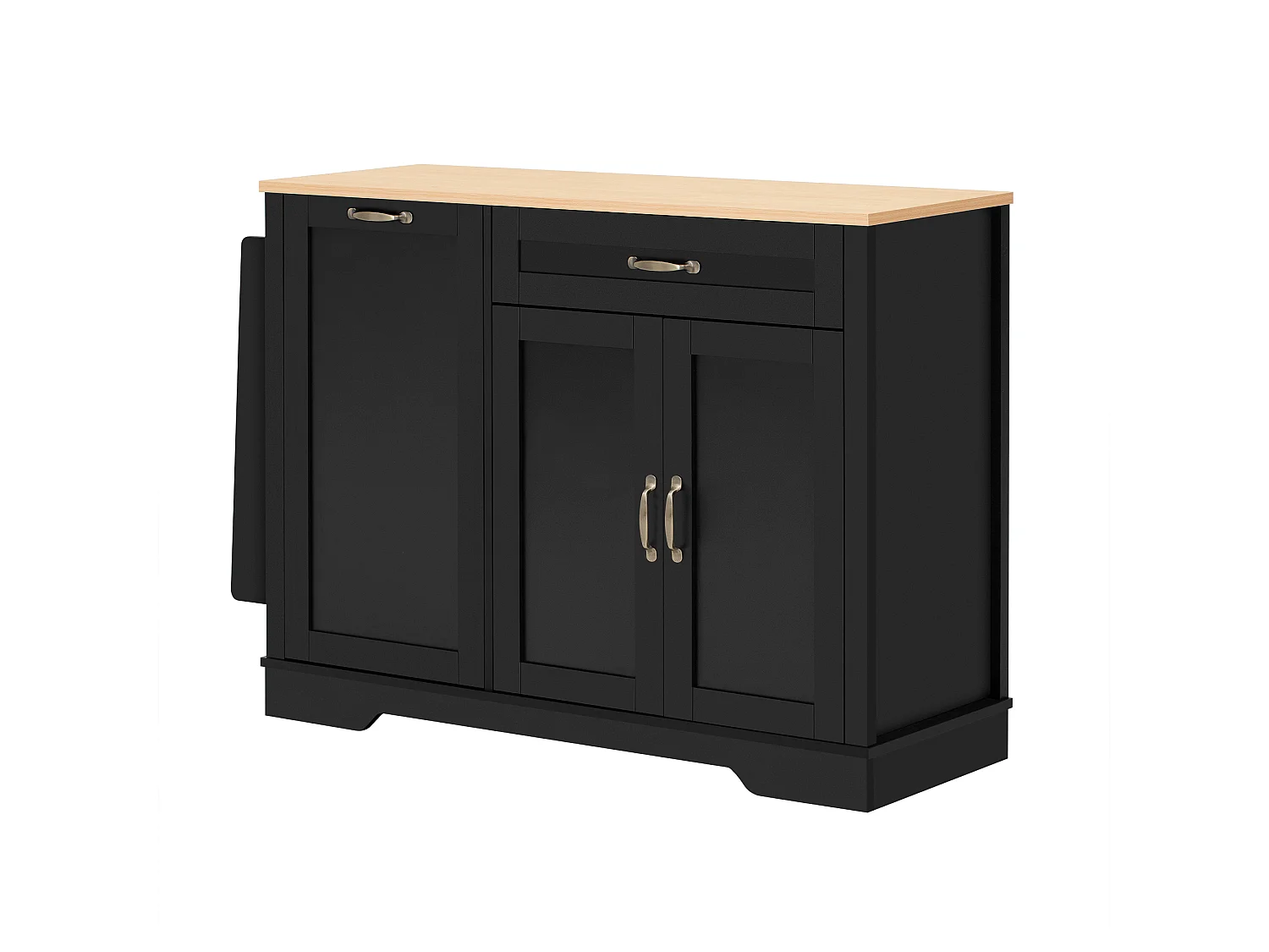 Nowoczesna komoda do salonu i kuchni - 115 x 40 x 87 cm - z 3 drzwiami + szufladą + wysuwanymi półkami - MDF - czarna