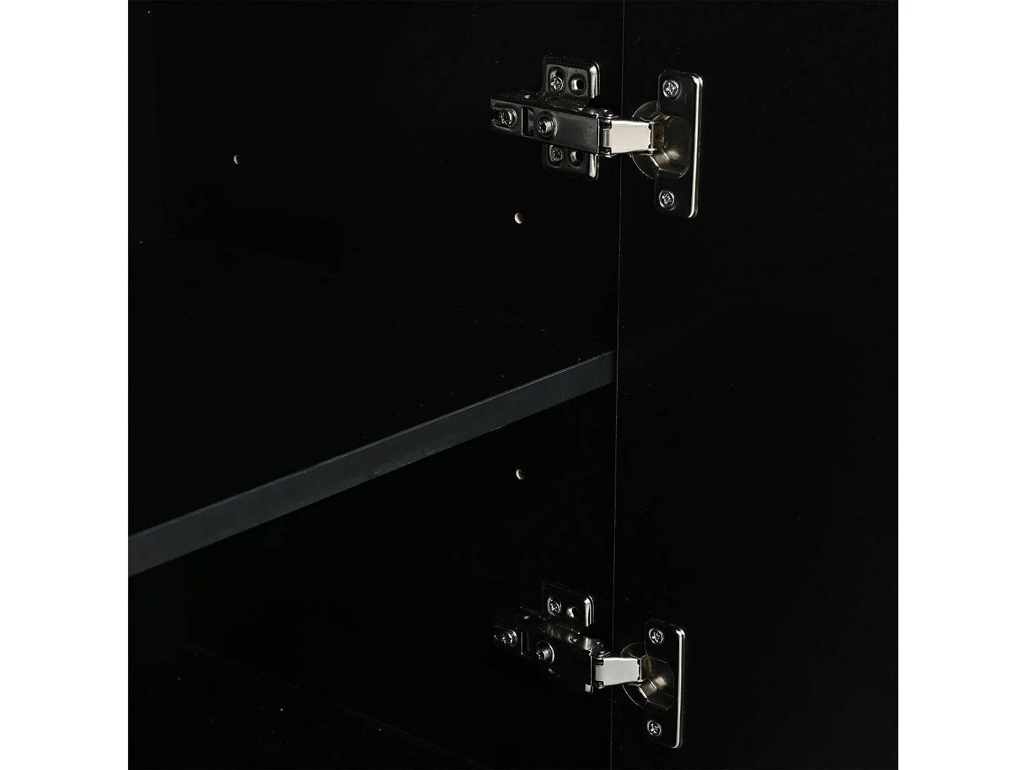 Buffet finition brillante de salon - 160 x 35 x 60 cm - avec 3 portes + 6 étagères - aggloméré - noir