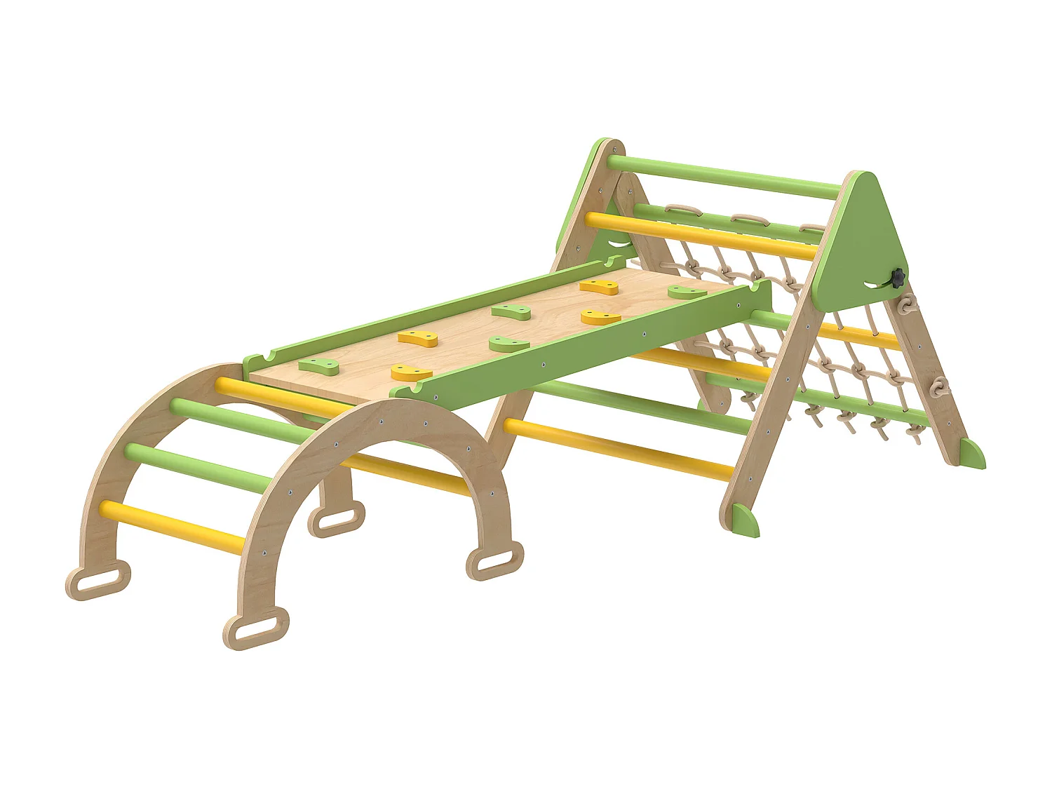 Triangle d'escalade enfant pliable 8 en 1 - aire de jeu enfant - bois vert