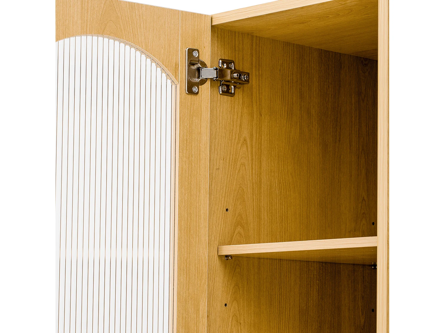 Hohes Küchen-Sideboard – 98 x 40 x 177 cm – mit verstellbaren Einlegeböden und Schubladen + Türen – MDF – natur