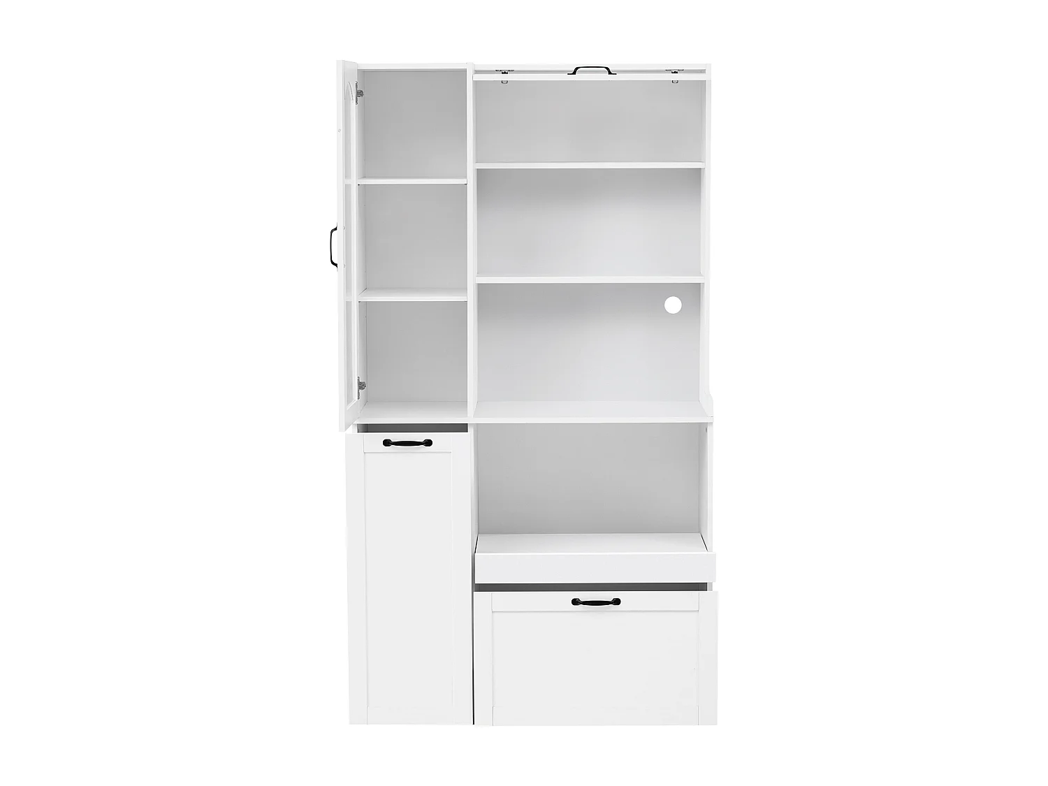 Hohes Küchen-Sideboard – 98 x 40 x 177 cm – mit verstellbaren Einlegeböden und Schubladen + Türen – MDF – weiß