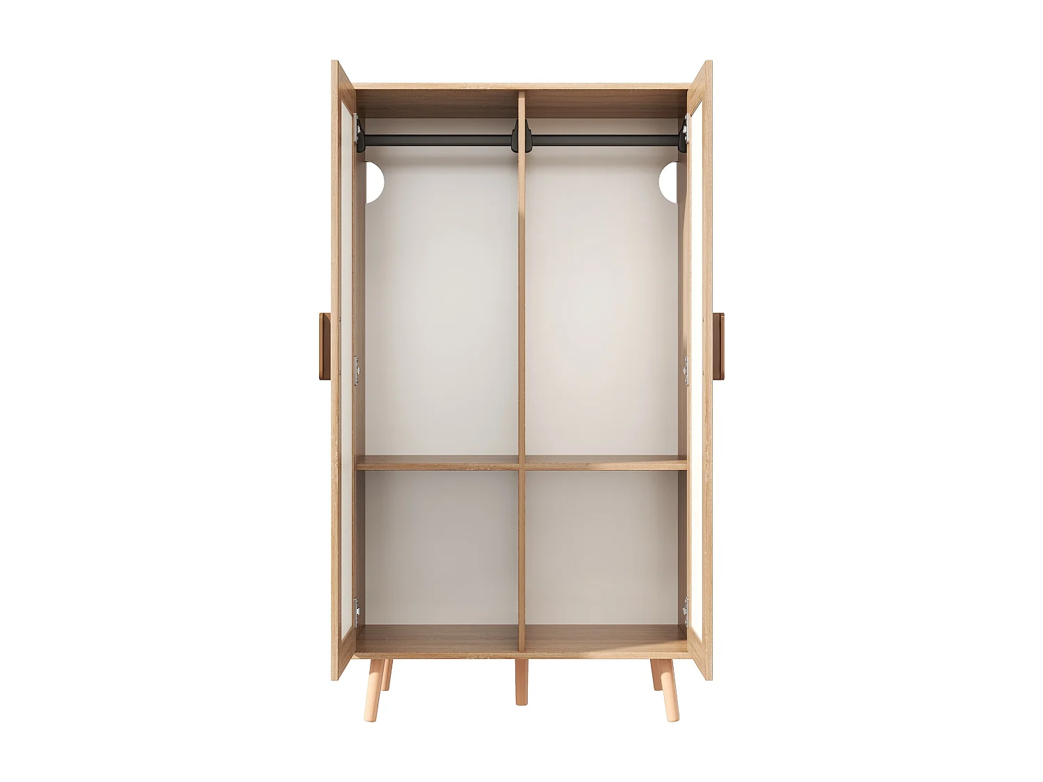 Armoire de chambre pour enfant - 80 x 46 x 141.5 cm - avec 2 portes - aspect bois - MDF - naturel + blanc