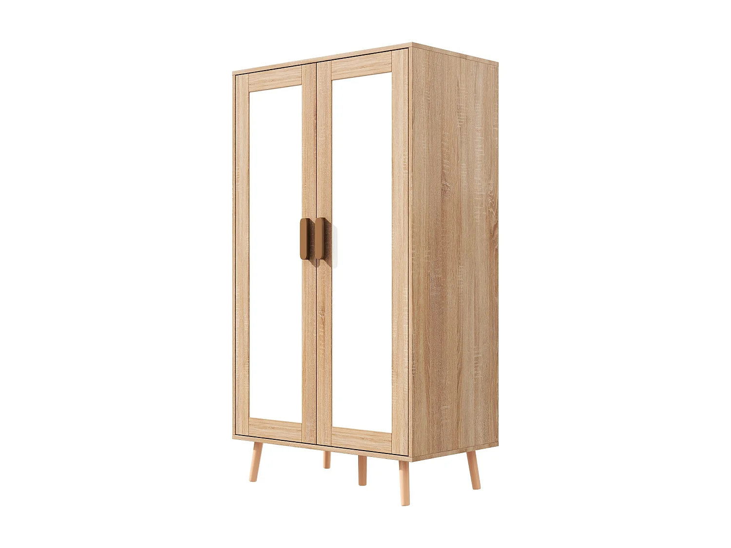 Armoire de chambre pour enfant - 80 x 46 x 141.5 cm - avec 2 portes - aspect bois - MDF - naturel + blanc