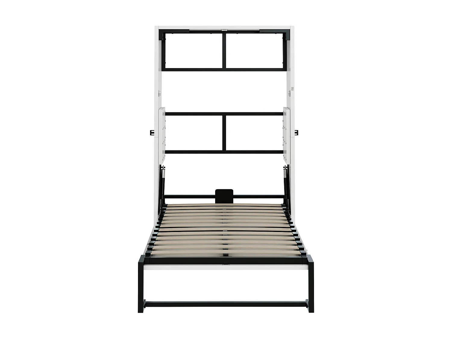 Letto a scomparsa da parete - 90 x 200 cm - struttura in metallo - montaggio a parete - legno + metallo - bianco